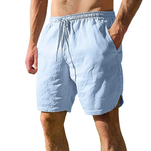 Lässige Herren-Shorts aus Baumwolle und Leinen mit elastischer Taille