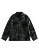 Floral Stand Collar Leather Jacket