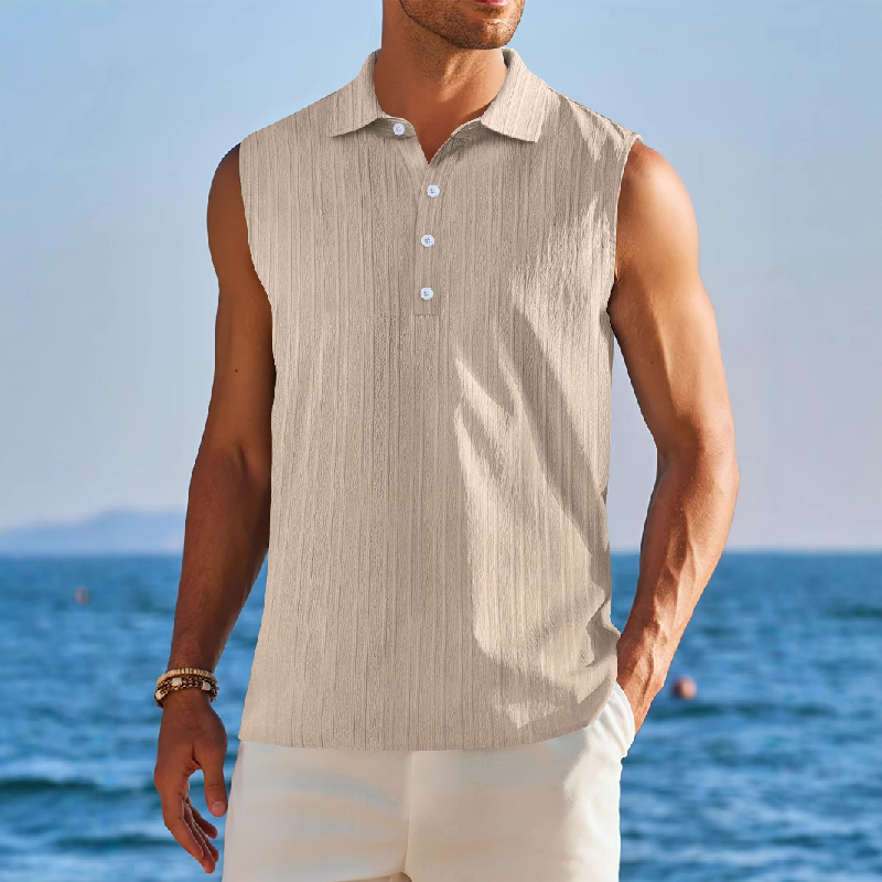 Einfarbige Pullover-Tanktops mit Revers für Herren