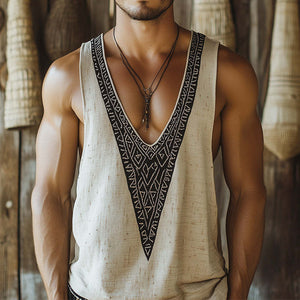 Schlichtes bedrucktes Tanktop mit V-Ausschnitt für Herren