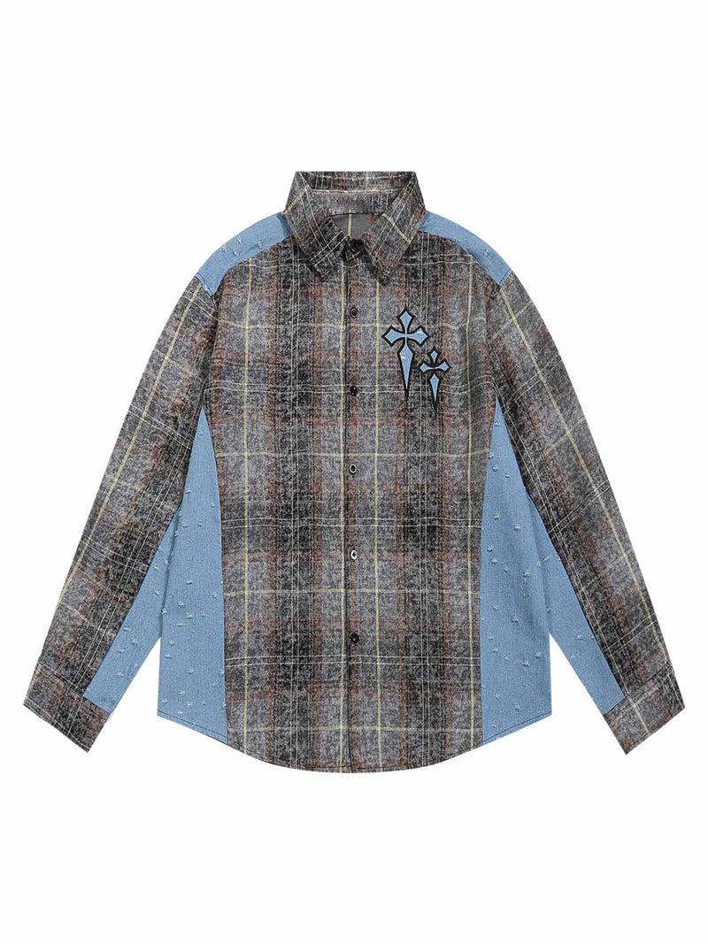 High Street Ripped Patchwork Shirt