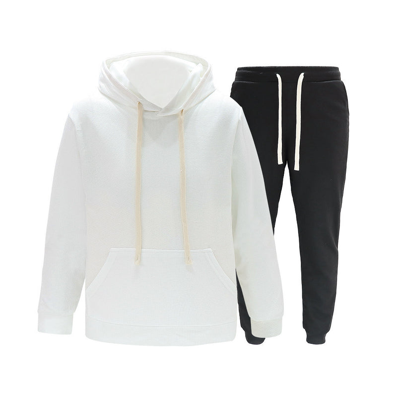 WAFFLE CASUAL SPORTS SUIT LOOSE AND HANDSOME HOODED SWEATSHIRT