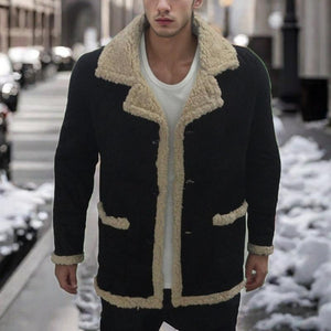 Men's Solid Color Shearling Coat