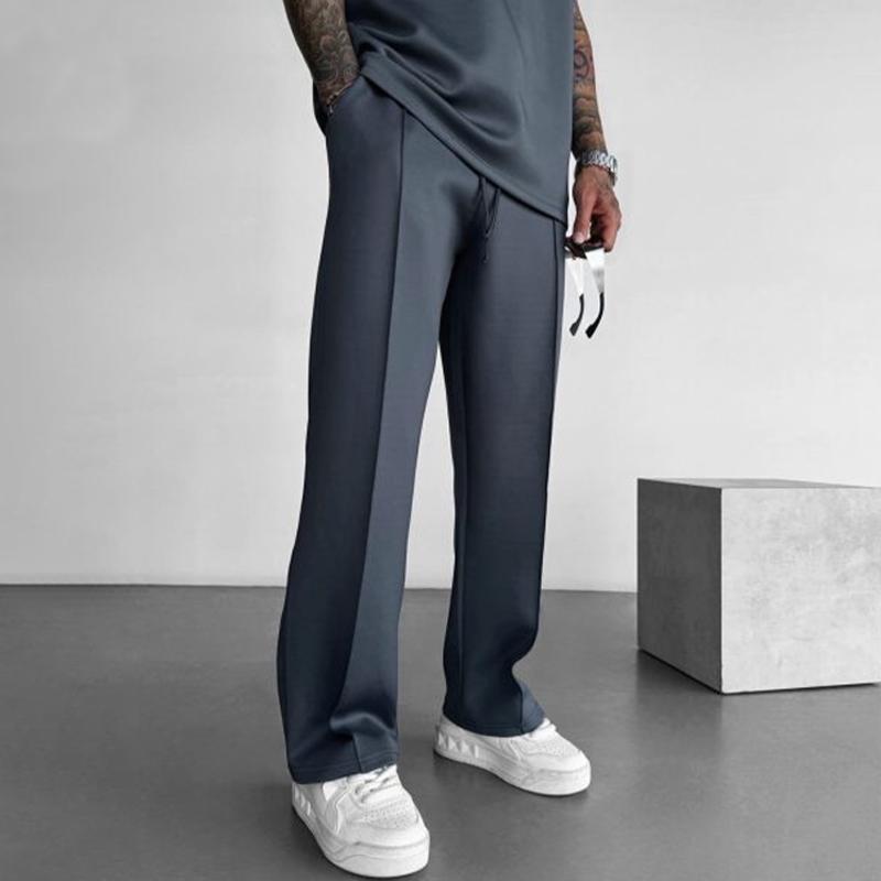 Einfarbige, gerade Freizeithose für Herren mit elastischer Taille