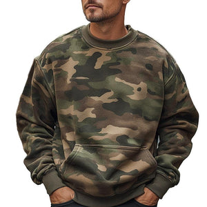 Herren-Sweatshirt mit Rundhalsausschnitt und Camouflage-Print