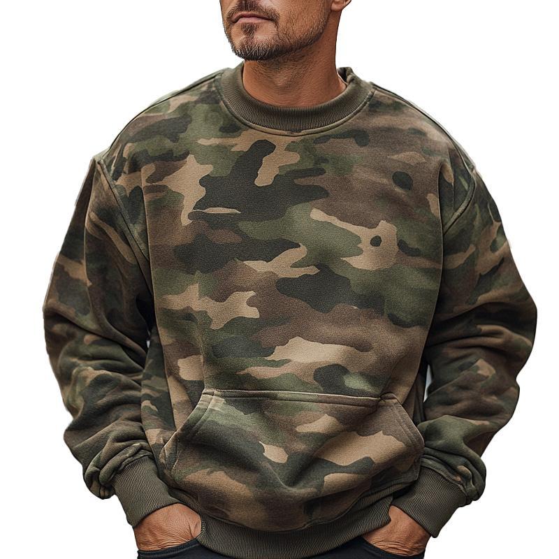 Men's Camouflage Print Crew Neck Sweatshirt