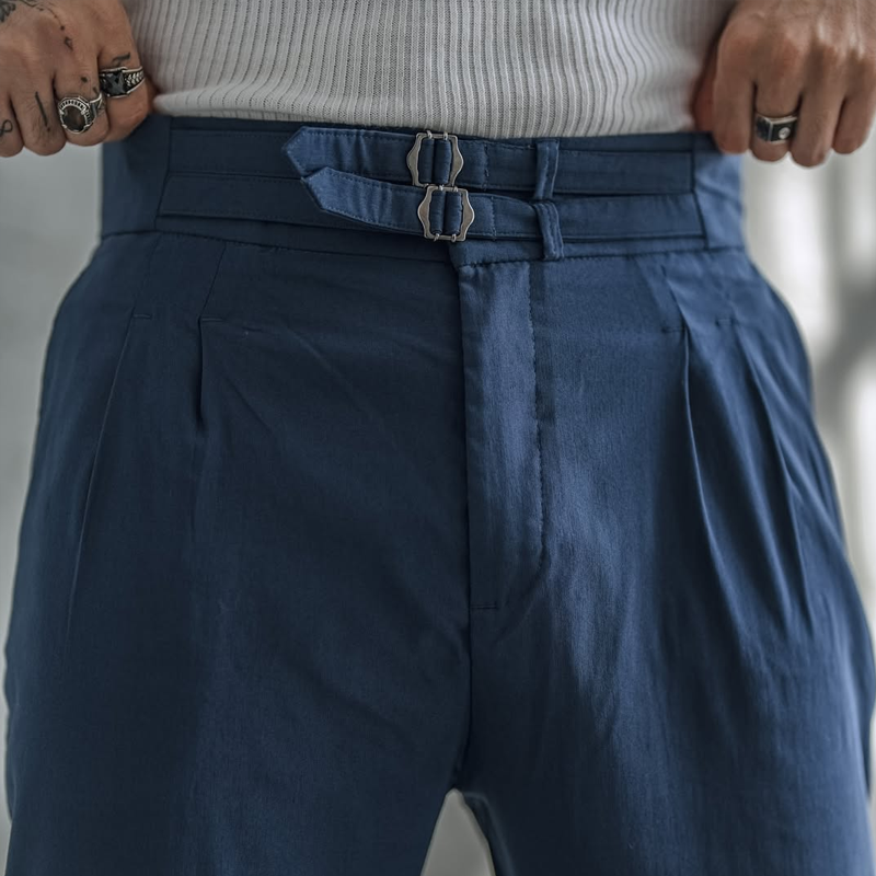 Britische neapolitanische Anzughose mit hoher Taille für Herren