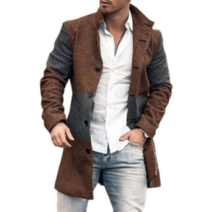 Men's Stand Collar Mid-length Woolen Coat