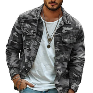 Men's Camouflage Canvas Retro Wear Lapel Jacket