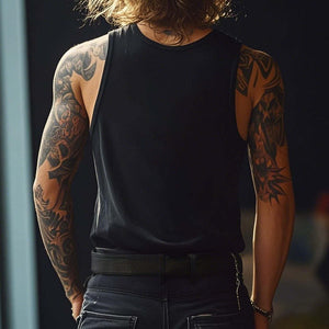 Lässiges Tanktop mit Rundhalsausschnitt und Retro-Aufdruck „SUPERSTAR“ für Herren