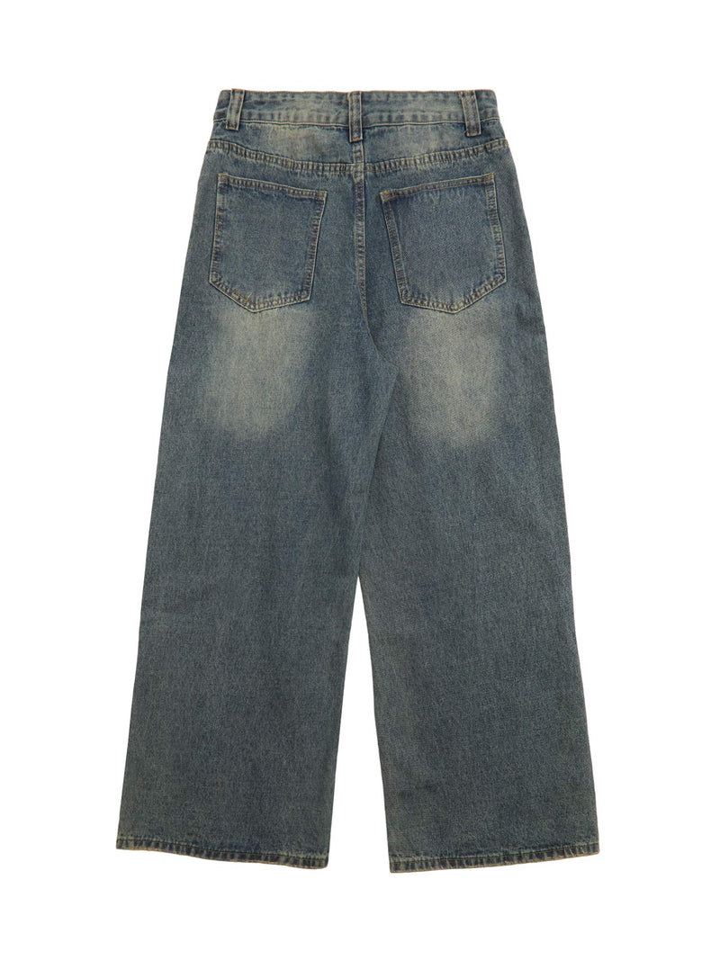 Deconstructed Design Wash Jeans