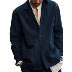 Men's Casual Navy Button Jacket