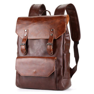 Men's Crazy Horse Leather Large Capacity Backpack
