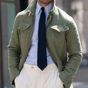 Herren Frühling und Herbst Armeegrüne Baumwoll-Arbeitsjacke