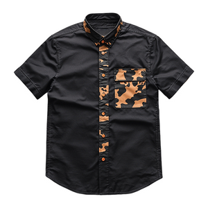 Men's Retro Casual Camouflage Printed Button Lapel Short Sleeve Shirt