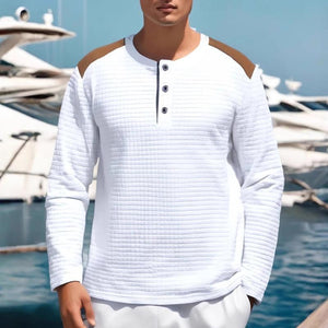 Men's Colorblock Small Checkered Sports Casual Long Sleeve T-shirt