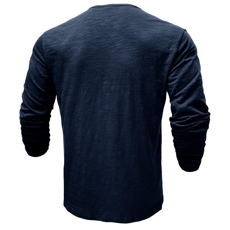 Lässiges Langarm-T-Shirt mit Henley-Kragen und mehreren Knöpfen für Herren