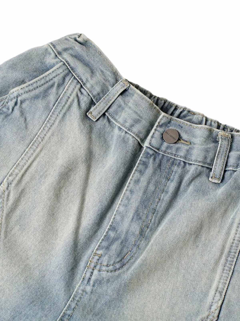 Washed Distressed Deconstructed Split Denim Shorts