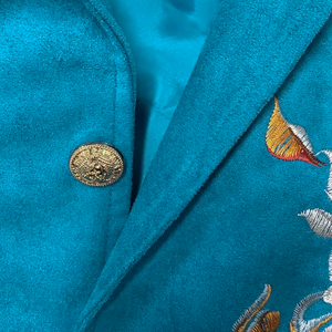 Klassischer Retro-Blazer für Herren im Western-Stil mit besticktem Wildleder und schmaler Passform