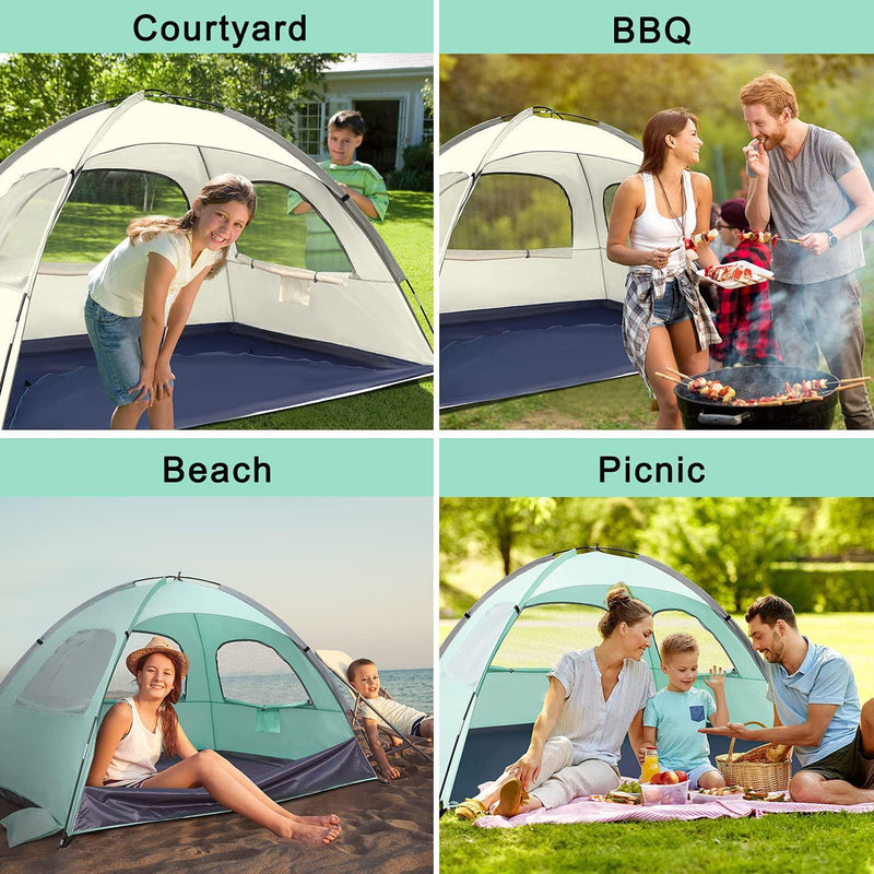 OUTDOOR CAMPING PARTY PORTABLE MULTI PERSON SUNSHADE BEACH LEISURE SUNSCREEN BREATHABLE BEACH TENT