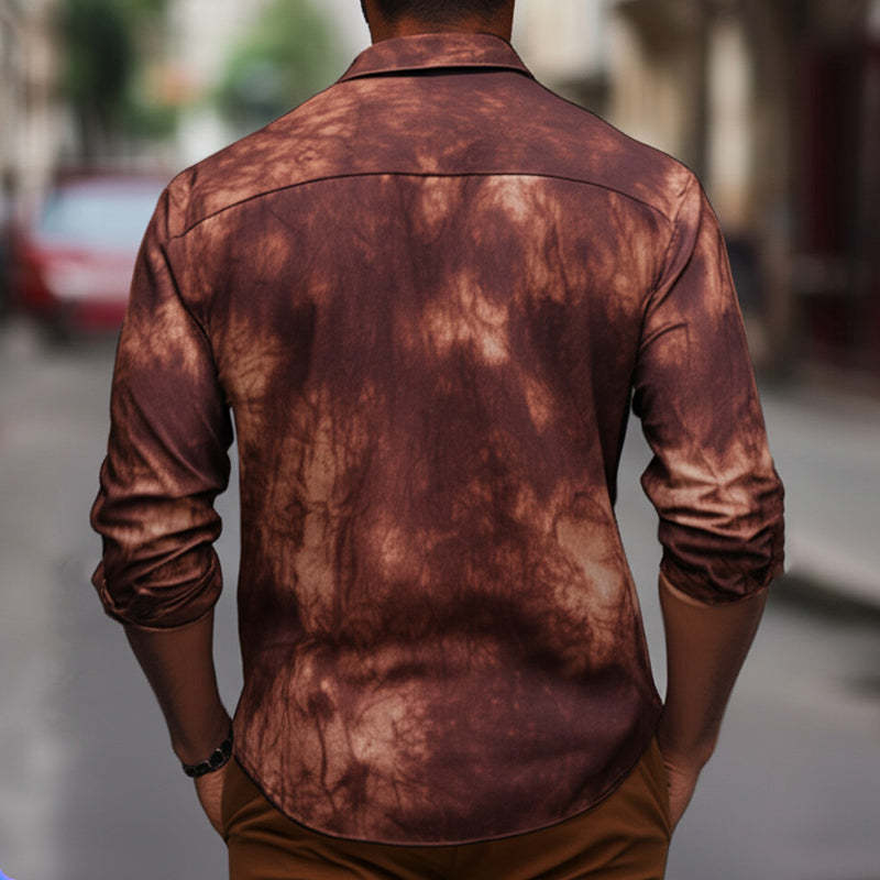 Herren Sommer Rot Braun Tie-Dye Baumwolle Casual T-Shirt