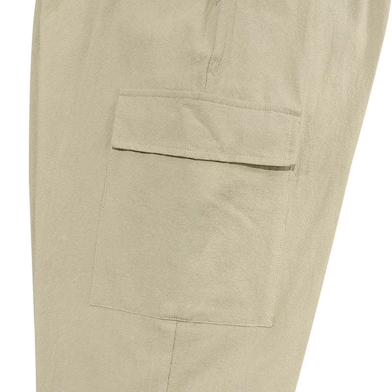 Klassische, lässige Cargohose aus Baumwolle und Leinen mit mehreren Taschen für Herren