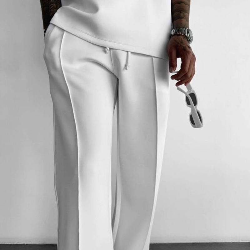 Einfarbige, gerade Freizeithose für Herren mit elastischer Taille