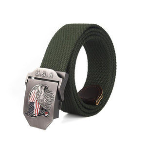 Men's USA Eagle Flag Canvas Automatic Smooth Buckle Belt