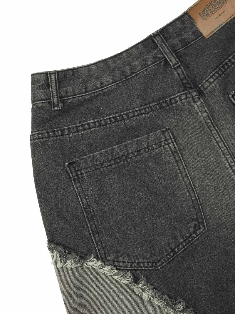 Contrast Denim Patchwork Hip-Hop Shorts