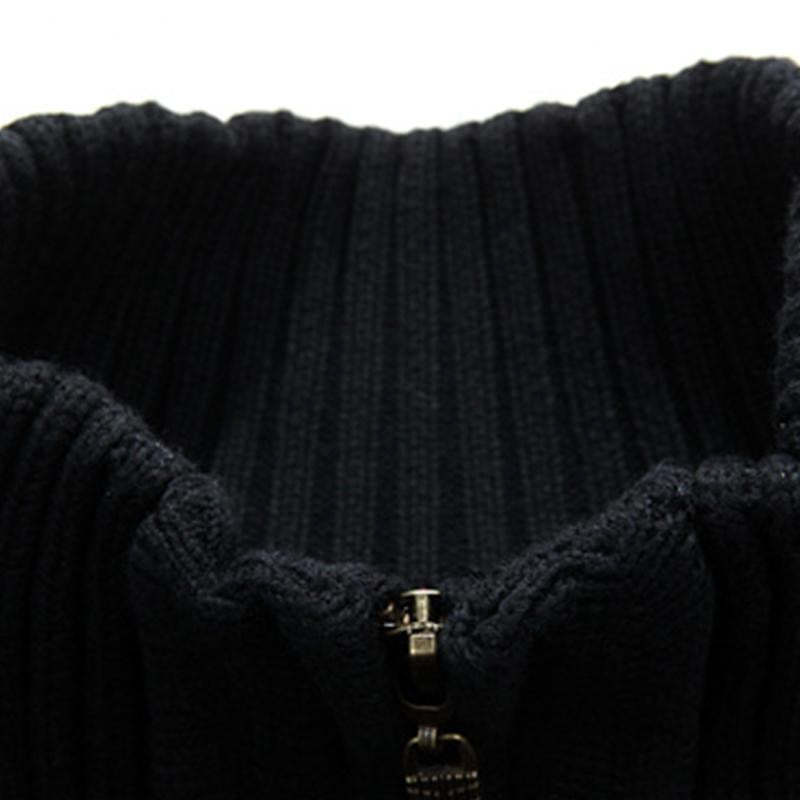 Men's Casual Stand Collar Zipper Slim Fit Knit Cardigan