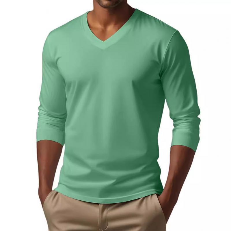 Lässiges Herren-T-Shirt mit V-Ausschnitt und schmaler Passform aus Baumwollmischung