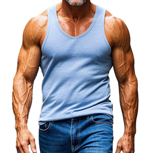 Himmelblaues, schlichtes Slim Fit Tanktop für Herren
