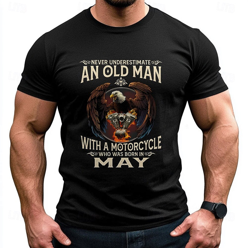 Men's Old Man Birthday May T Shirt Tee Top 100% Cotton Short Sleeve Graphic Shirt Black Dark Grey Comfortable Tee Vacation Street Fashion Designer Clothing