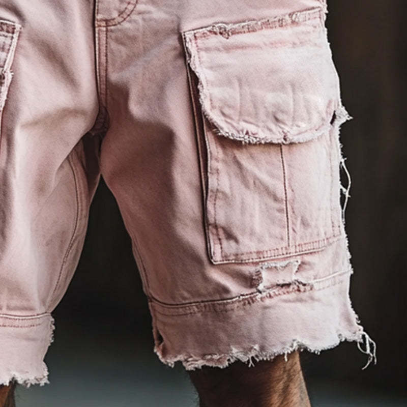 Modische Jeansshorts mit ungesäumten Kanten für Herren