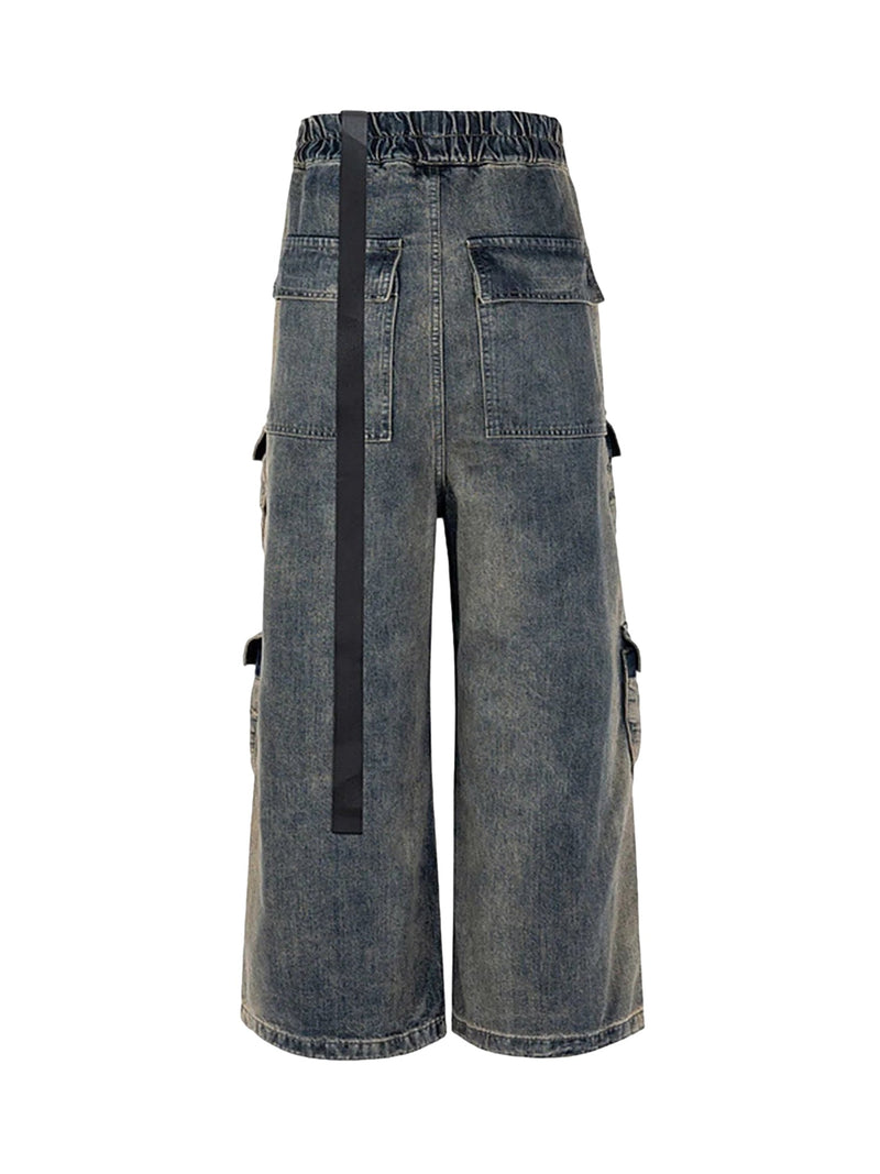 Wide Leg Multi-Pocket Straight Leg Loose Jeans