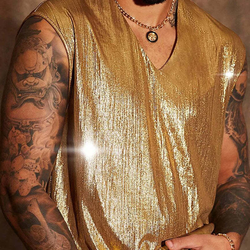 Men's Glitter Casual Solid Color Tank Top