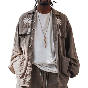 Besticktes Langarm-Freizeithemd für Herren 