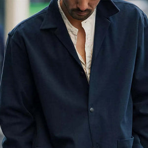 Men's Casual Navy Button Jacket