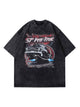 Vintage Car Print Washed Short-sleeved T-shirt