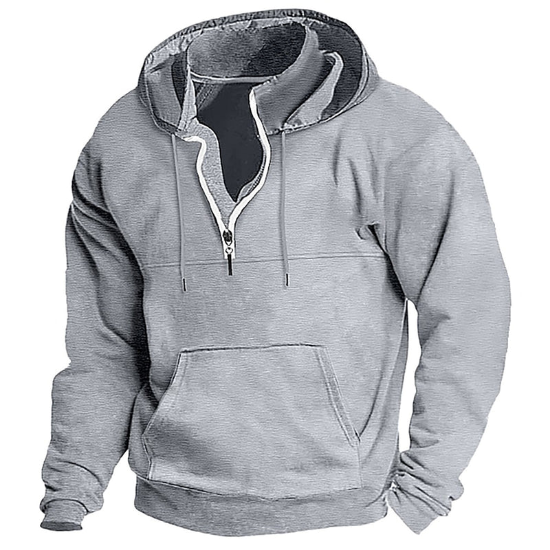 SOLID COLOR LONG SLEEVED ZIPPER HOODIE