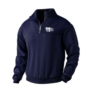 FLAG CASUAL HERREN JACQUARD KRAGEN HOODIE HERREN CASUAL HALB REISSVERSCHLUSS LOSE TOP