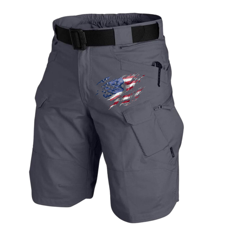 FLY USA FLAG TACTICAL MULTI POCKETS 11'' INSEAM PERFORMANCE CARGO SHORTS WITH BUCKLE BELT