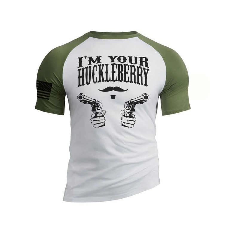 I'M YOUR HUCKLEBERRY 100% COTTON RAGLAN GRAPHIC TEE