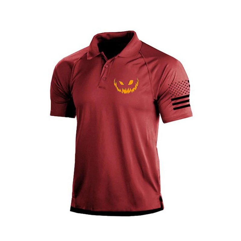 Men's Halloween Pumpkin Print polo