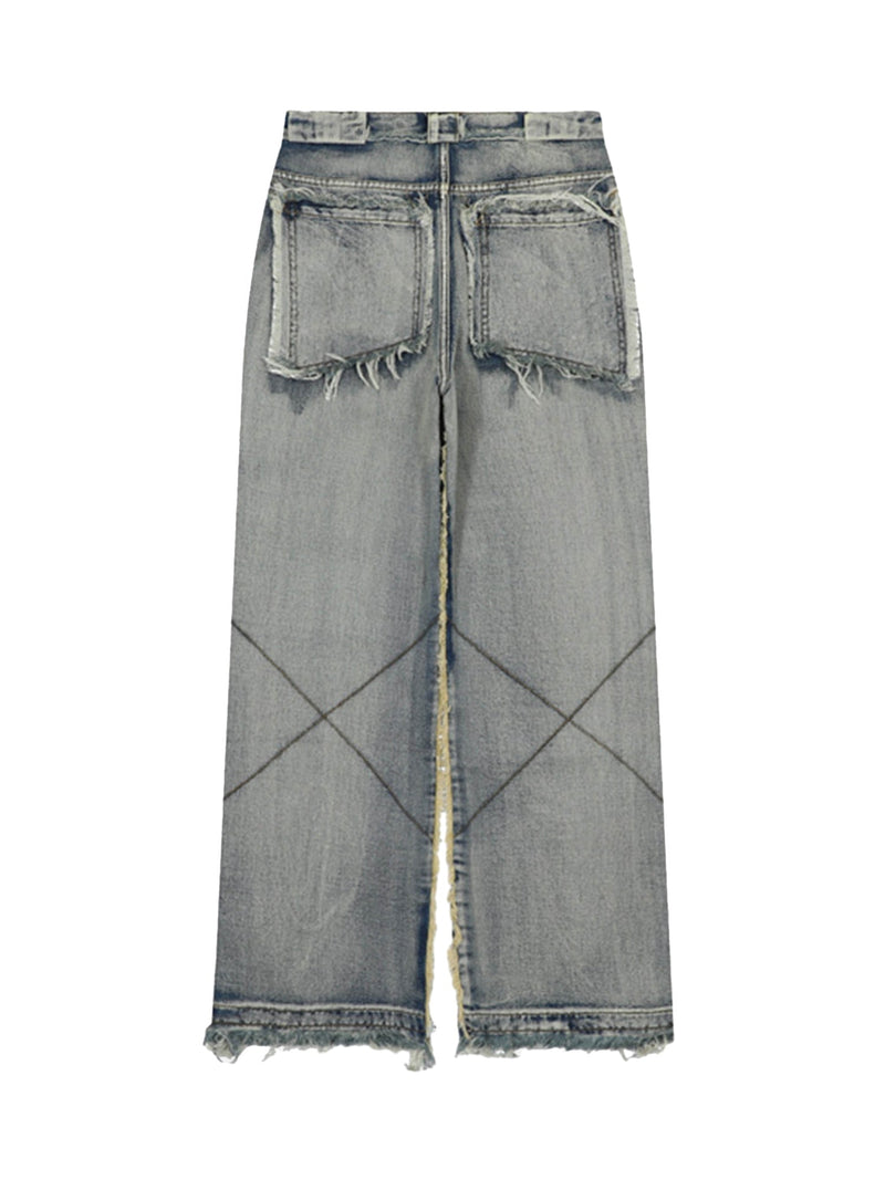 High Street – Jeans mit verwaschenem und abgenutztem Schnitt und Raw Edge 