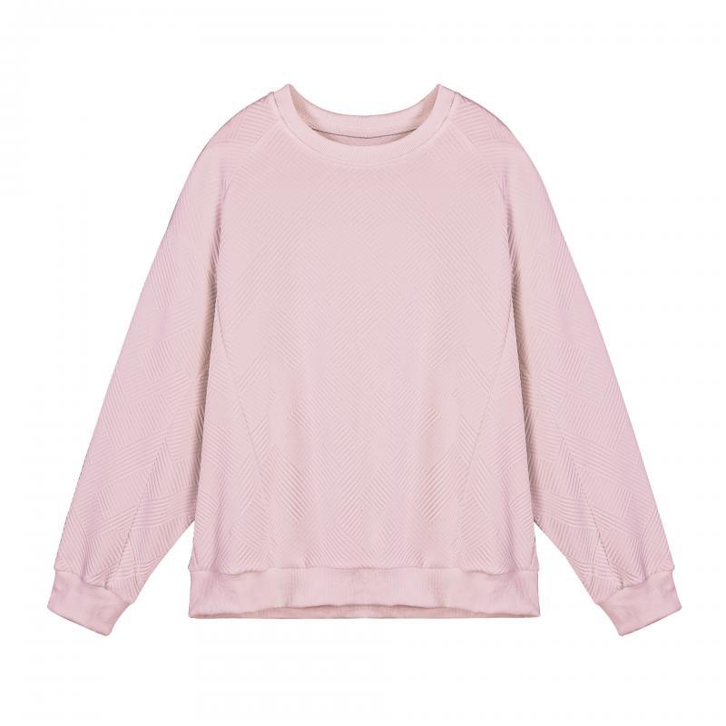 Men's Solid Color Textured Round Neck Long Sleeve T-shirt