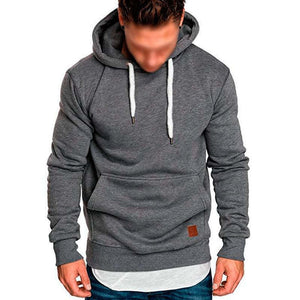 Men's Casual Solid Color Long Sleeve Hooded Sweatshirt