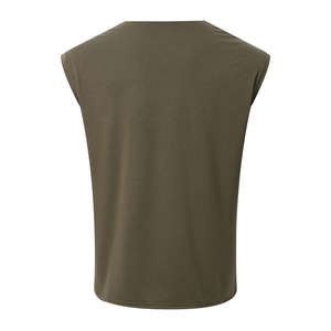 Men's Casual V Neck Cotton Draped Pleated Loose Tank Top