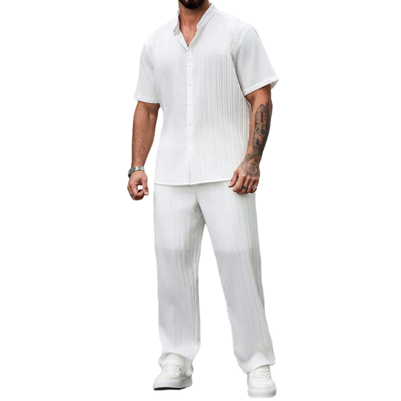 Herren Frühling Sommer Mode Casual Cool Kurzarm Shirt Stil Lange Set