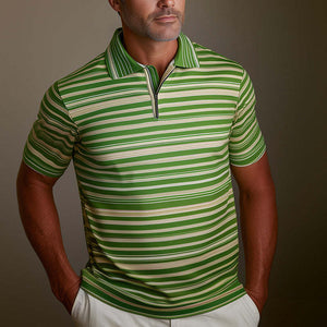 Herren-POLO-Shirt mit Retro-Streifenmuster und kurzen Ärmeln für den Frühling